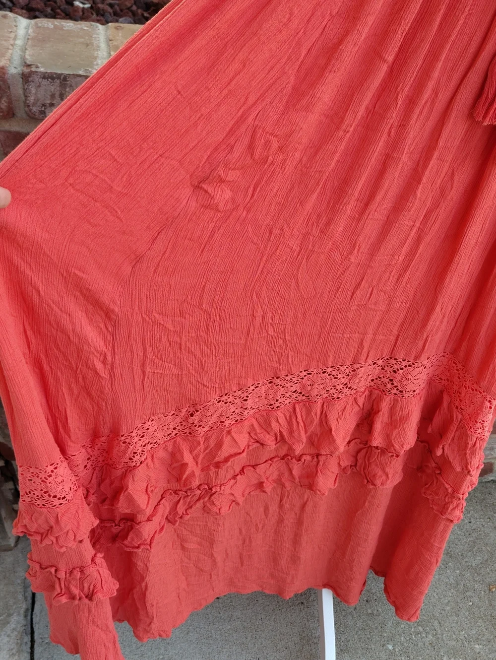 Free People Santa Maria Sun Blake Lace Tassel Maxi Dress Size L Bohemian Beachy - Picture 7 of 16